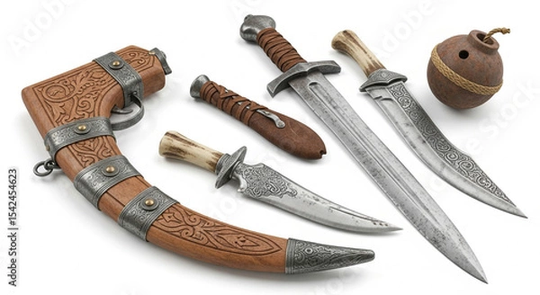Obraz old hunting knife isolated on white