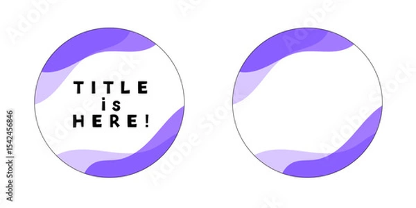 Obraz 波、ウェーブの爽やかな紫色の丸、円形のあしらい、見出し、フレーム、バッジ