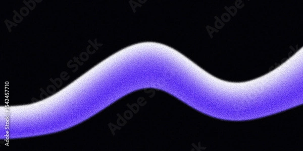 Fototapeta Blue purple dynamic wave shape on black grainy abstract background for poster header banner design