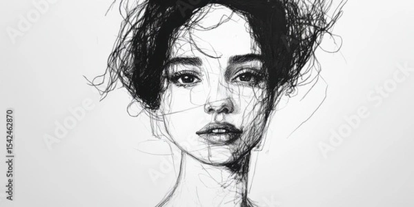 Obraz An Elegant and Artistic Portrait featuring Beautiful Intricate Details of Hair and Style