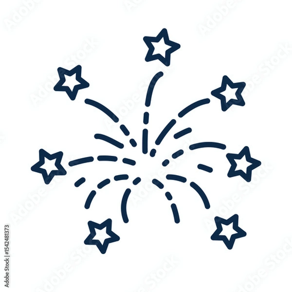 Fototapeta Fireworks Explosion and Report Icon with Shooting Stars