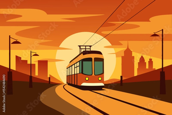 Fototapeta tram on the road