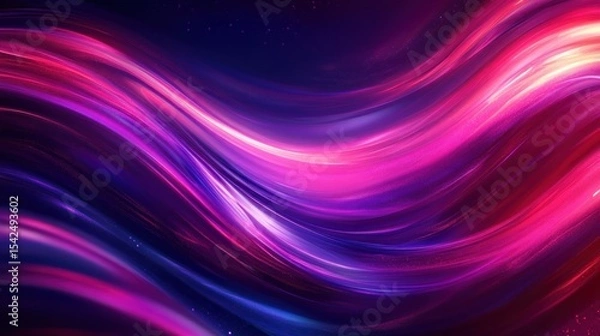 Obraz Abstract vibrant flowing lines of pink, purple, and blue light against a dark background