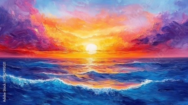 Obraz Vibrant sunset over the ocean