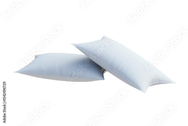 Fototapeta Two new pillows isolated on white background. Contemporary cushion. 3d render