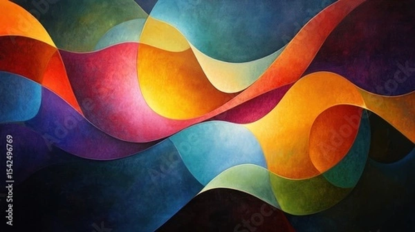 Obraz Vibrant abstract painting with flowing shapes