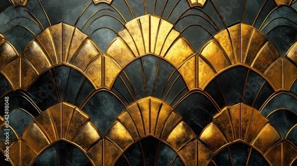 Obraz Art Deco Gold & Dark Paneling