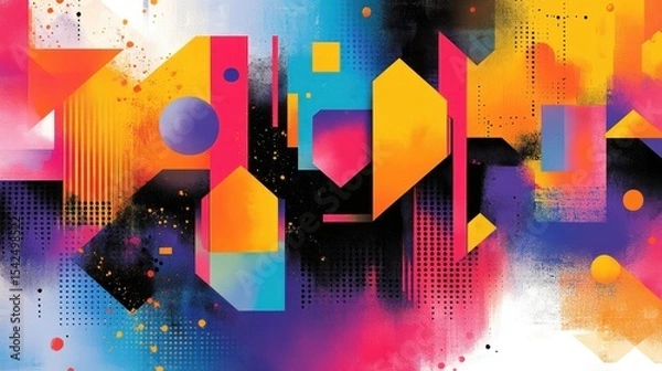 Obraz Vibrant abstract geometric shapes in bold colors