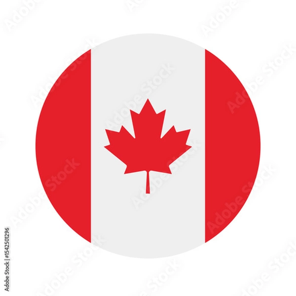 Obraz Vector flat round Canada flag isolated on white background