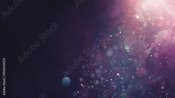 Fototapeta Sparkling glitter dust creating a vibrant pink, purple, and blue bokeh of lights. Dreamy or magical shimmering particles softly glowing. Galaxy or nebula like abstract background.