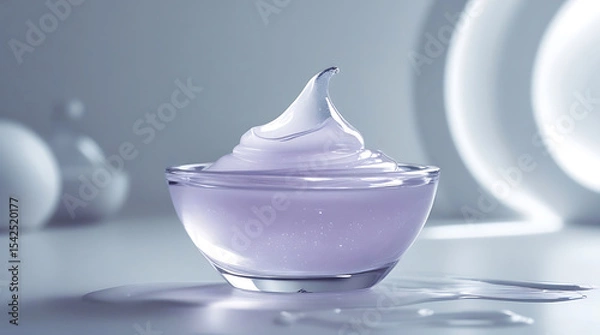 Fototapeta Macro shot of a skincare gel texture suspended in a clear glass vessel.