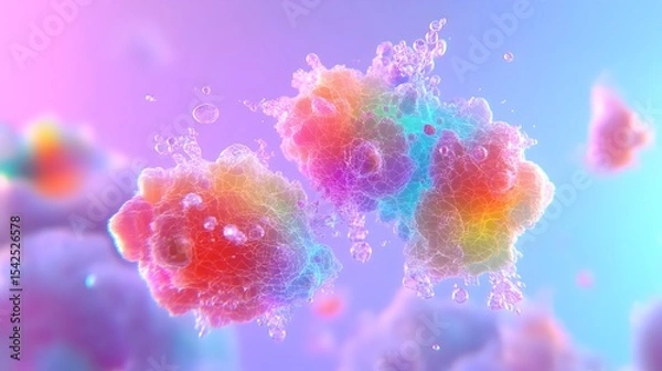 Fototapeta Rainbow cell division, vibrant background, scientific illustration