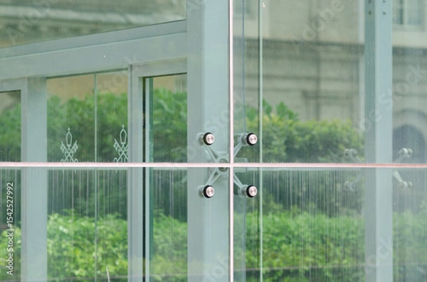 Fototapeta Architectural Structure in Modular Glass, with a modern and functional design. Projects of the contemporary modular structure with construction details of the modules on the facade of the building.