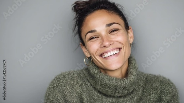 Obraz A woman with a green sweater