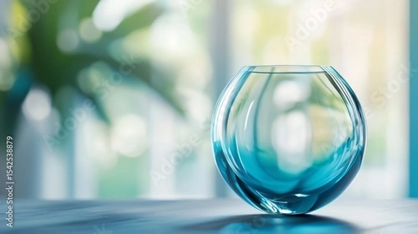 Obraz A blue vase on a table in front of a window