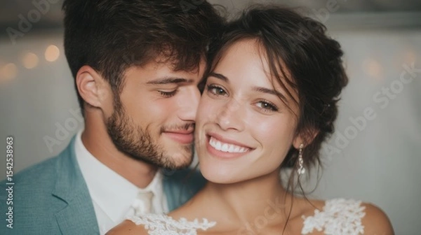 Obraz A man and woman are smiling at the camera