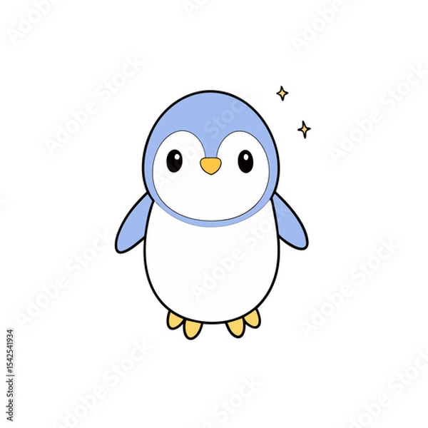 Fototapeta Kawaii Penguin with Tiny Arms and Tiny Wings