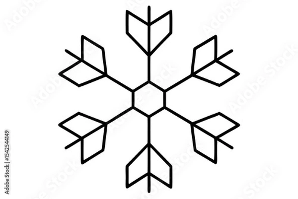 Fototapeta Minimalist Black Line Art Simple Snowflake Icon white