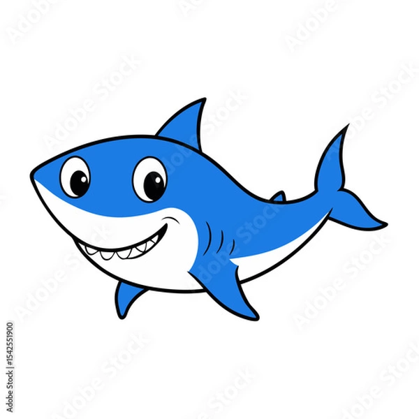 Obraz Cute Vector Illustration of a Smiling Cartoon Shark