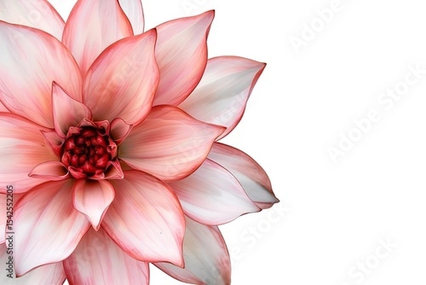 Obraz Delicate Pink and White Dahlia Bloom with Layered Petals on Transparent Background