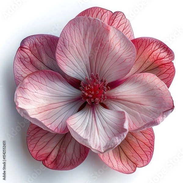 Obraz Elegant Red Veined Petal Flower with Detailed Texture on a White Background