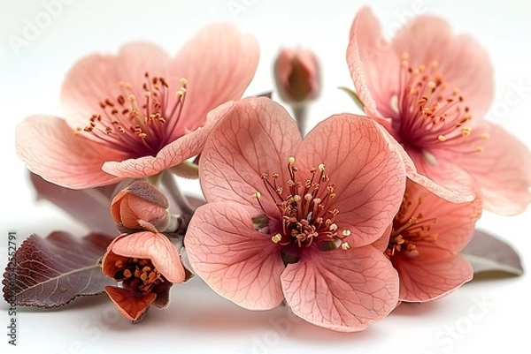 Obraz Captivating Peach Blossom Flowers CloseUp, Macro Photography with Delicate Details