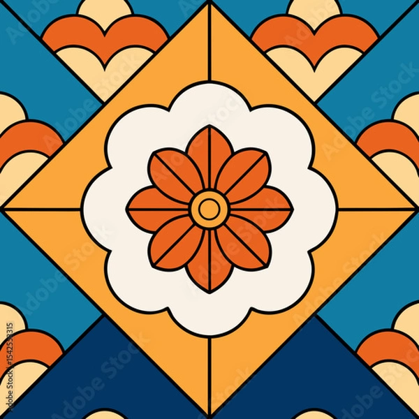 Obraz Maximalist Pattern Combining Moroccan Tiles and Japanese Motifs