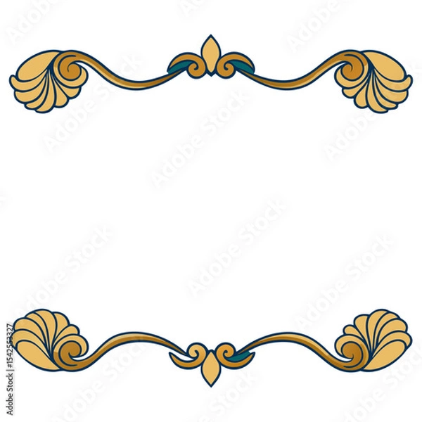 Obraz Meandering Art Nouveau Floral Border with Whiplash Curves