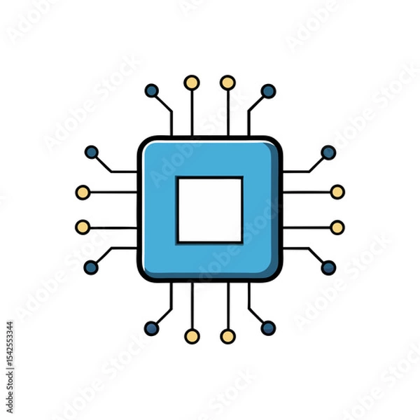 Obraz Microchip Circuit Pattern with Glowing Connections