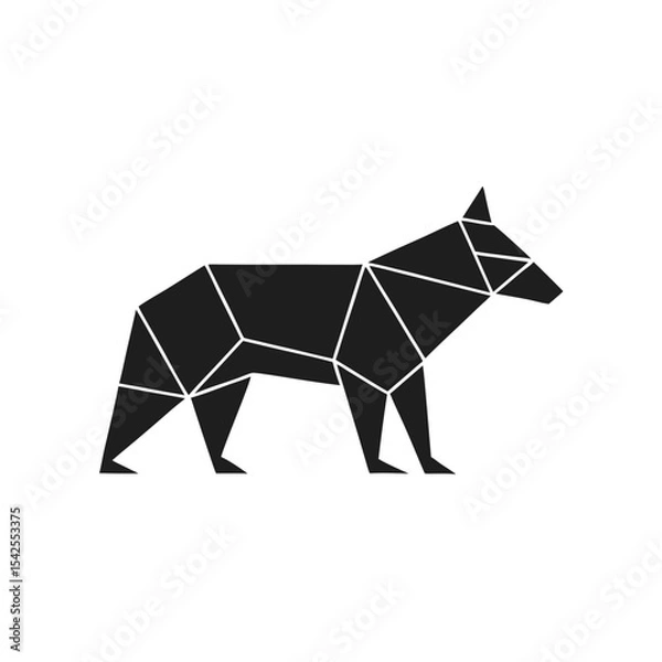 Obraz Minimalist Geometric Wolf Silhouette in Monochrome