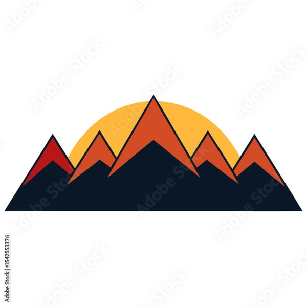 Obraz Minimalist Mountain Range Silhouette in Gradient Style