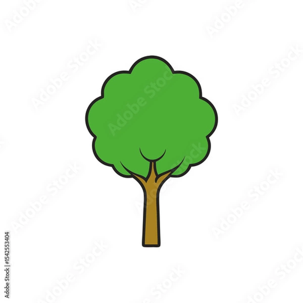 Obraz Minimalist Vector Illustration of a Basic Tree Silhouette