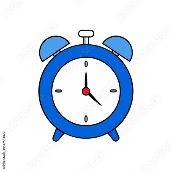 Obraz Minimalist Vector Illustration of a Blue Alarm Clock