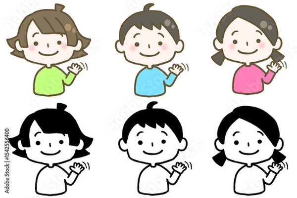 Fototapeta 小さく手を振る子ども