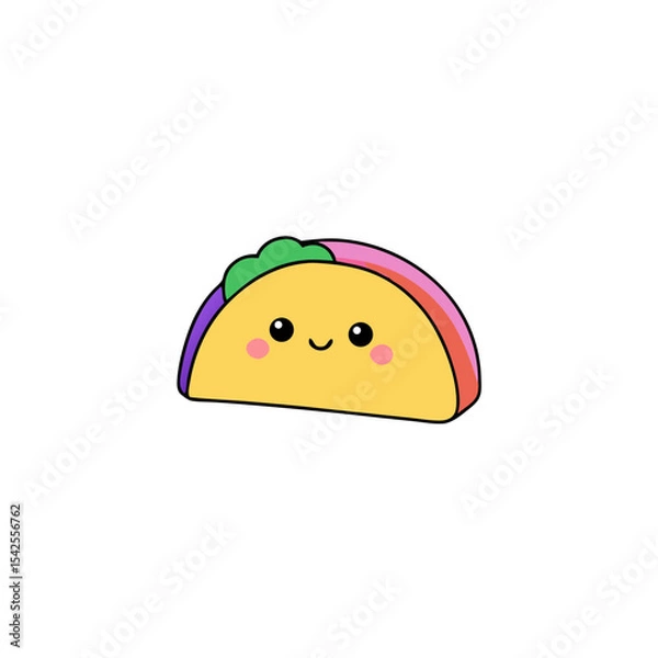 Obraz Kawaii Taco with Joyful Face and Rainbow Trail