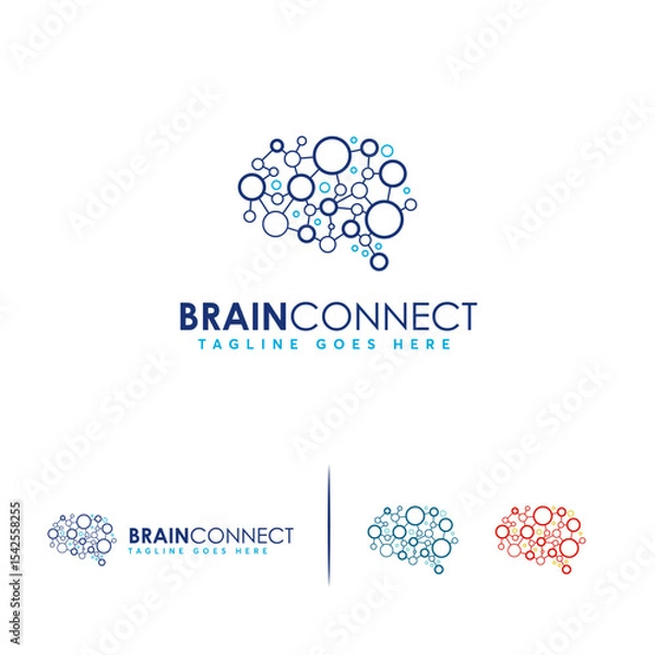 Fototapeta Brain-shaped  design with interconnected circles.