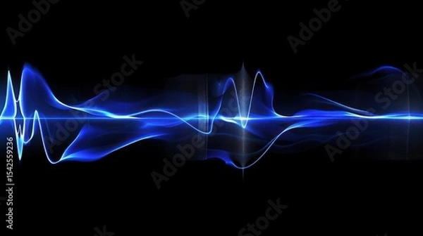 Obraz Abstract Blue Wave on Black Background