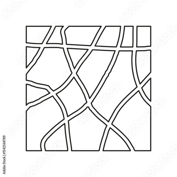 Obraz Abstract street map. Black white vector. Curved path pattern. Geometric layout shape.