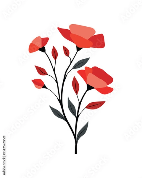 Fototapeta Hand Drawn Spring and Summer  Flowers Decorations