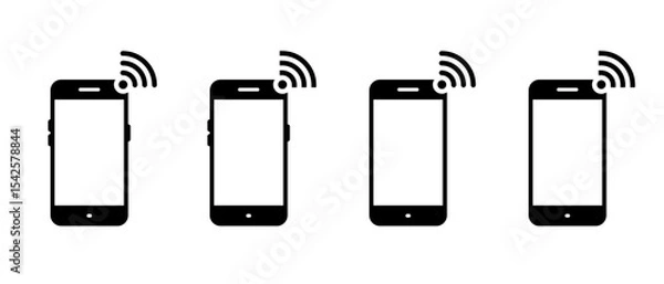 Fototapeta WIFI signal with mobile phone icon. Wireless network on smartphone sign symbol