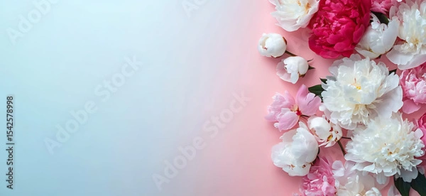 Fototapeta Elegant Peony Flowers Arranged on a Soft Gradient Background