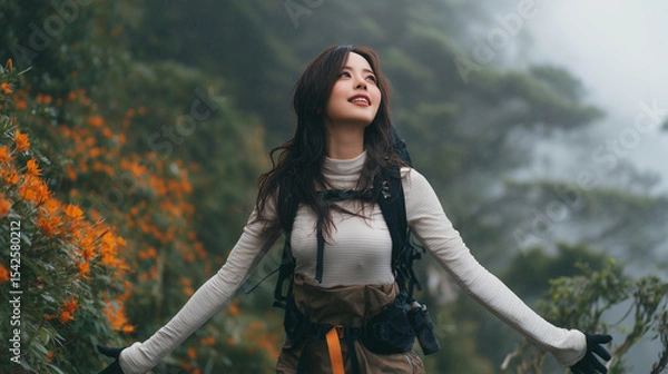 Obraz 山登りをする女性