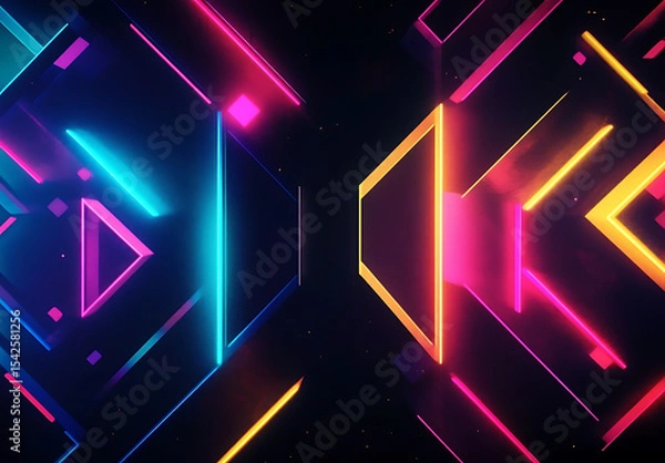 Fototapeta Vibrant Neon Geometric Patterns in Symmetrical Layout