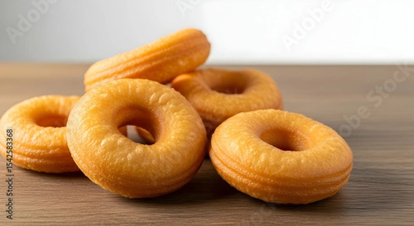 Fototapeta Donut, Donuts, Plain donut, Delicious Plain Donuts on Wooden Table