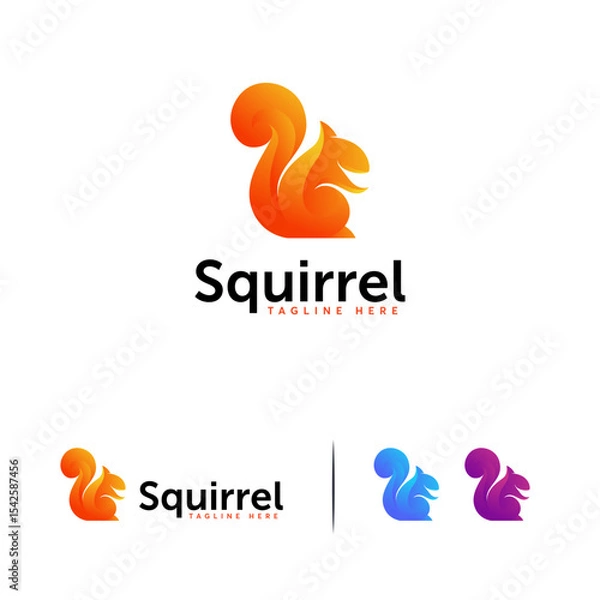 Fototapeta Colorful squirrel  design variations.
