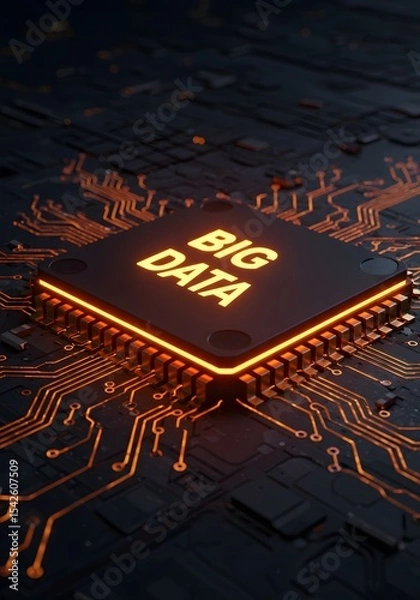 Fototapeta Big Data Managing Information at Scale Illustrated on a Processor. Generated AI