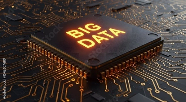 Fototapeta Big Data Managing Information at Scale Illustrated on a Processor. Generated AI