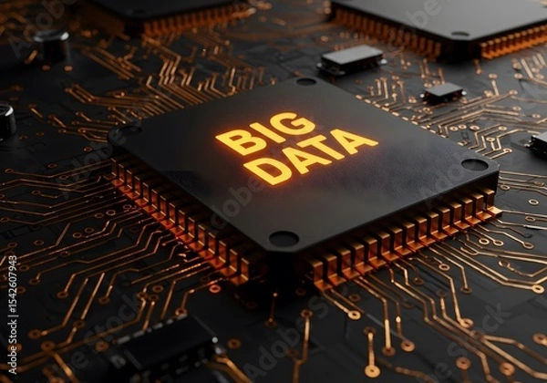 Fototapeta Big Data Managing Information at Scale Illustrated on a Processor. Generated AI