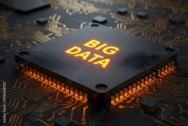 Fototapeta Big Data Managing Information at Scale Illustrated on a Processor. Generated AI