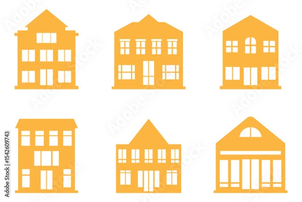 Fototapeta Shop Building Silhouette Icon Set
